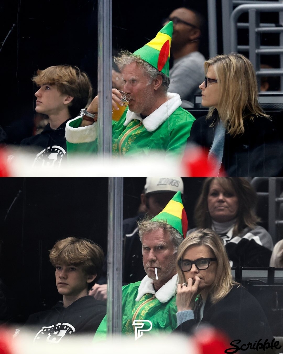 Will Ferrell attended the Los Angeles Kings’ game against the Philadelphia Flyers dressed as Buddy the Elf, his iconic character from the 2003 holiday film “Elf.”Ferrell, a well-known Kings fan, was spotted in the front row wearing the full Buddy costume, complete with a faux cigarette, adding a humorous touch to the festive season.  🤣